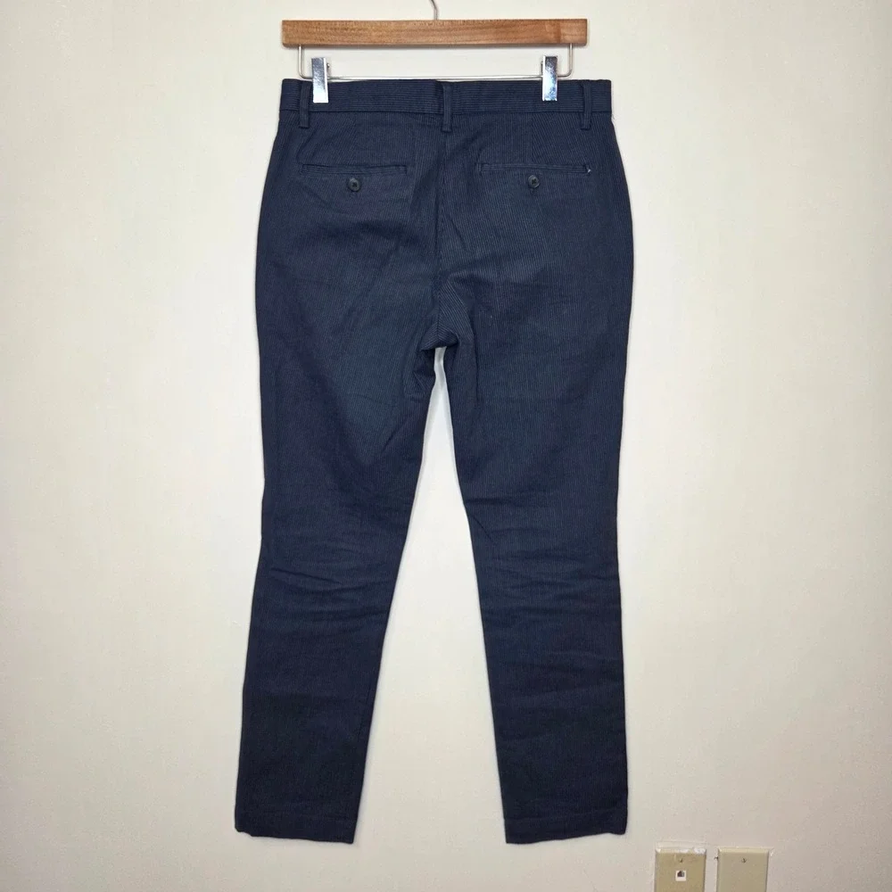 Banana Republic Slim Fit Chinos‎ Navy Blue Micro Stripe Pants Mens 30x30 Stretch